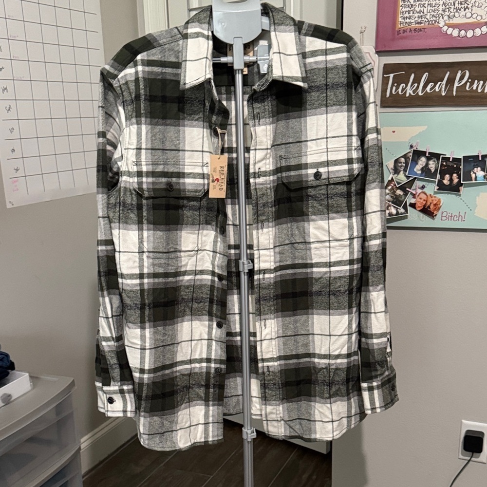 RedHead Green and White Plaid Shirt Jacket